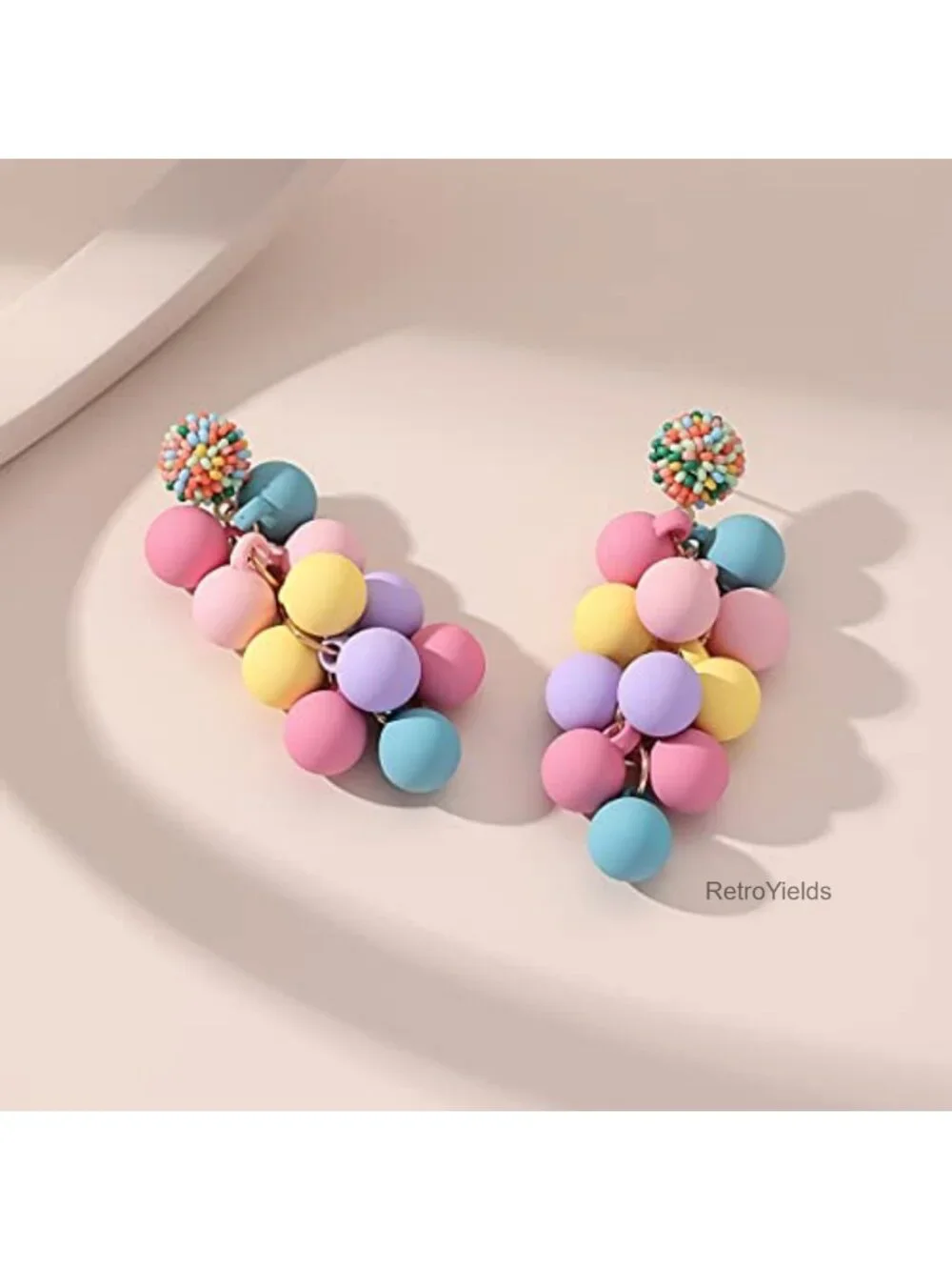 Acrylic Bead Dangle Earrings, Colorful Statement Drop Earrings, Cute Candy